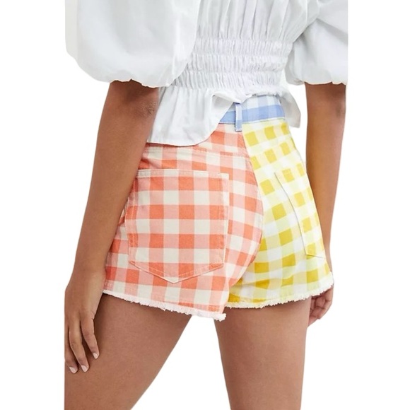 Farm Rio Plaid Denim Shorts - Picture 3 of 4